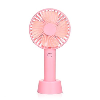 DAM. Draagbare mini-ventilator met accu en tafelhouder, kleur: lichtroze
