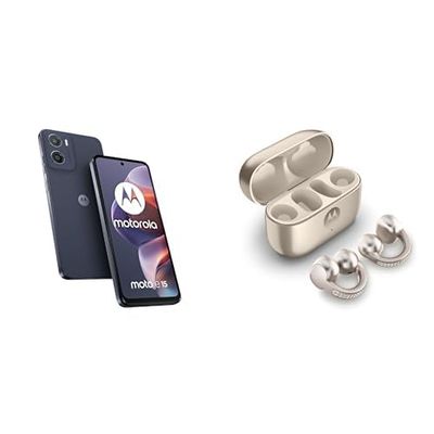 Motorola E15 Denim blue 2+64 with CO2 Offset and Moto buds loop w/crystals by Swarovski