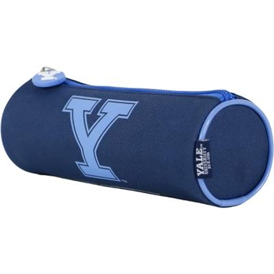 DOHE - Round School Pencil Case - Zipper Closure, Durable Polyester, 21x7.5x7.5 cm, School Supplies - Yale University Navy - Blue
