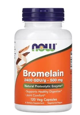 Now Foods, bromelina, 2400 GDU/g, 500 mg, 120 cápsulas veganas