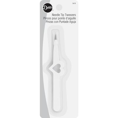 Dritz Tweezers, Stainless Steel, White