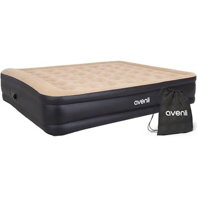 AVENLI Matelas Gonflable 203 x 157 x 47 cm – Lit Gonflable 2 Personnes avec Pompe Électrique Intégrée – Matelas Autogonflant Confortable et Stable – Idéal pour Camping, Invités, Voyage et Maison