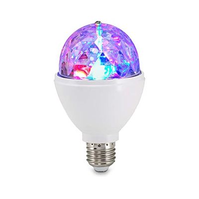 Briloner Leuchten 0528-003 Candeeiro de festa LED, efeitos de luz de discoteca, autorotativo, mudança de cor, fonte de luz, lâmpada LED de 3 W, para lâmpadas com casquilho E27, 7,3 x 12,9 cm