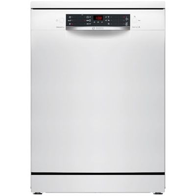 Bosch - Lavavajillas de Libre Instalación, 60 cm de ancho, 13 Servicios, Silencioso, Programa Rápido, Tercera Bandeja para Cubiertos, Blanco, SMS46KW02E