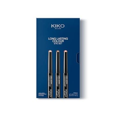 KIKO Milano Long Lasting Colour Eye Set 01, Kit De 3 Sombras De Ojos En Stick: 24 H De Fijación, No-Transfer
