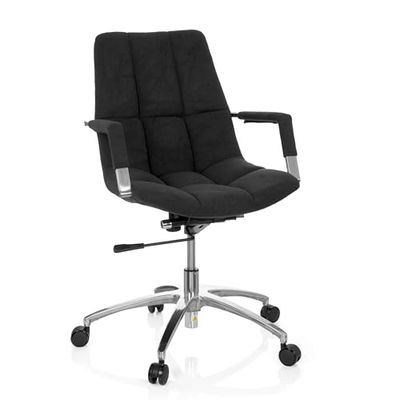 hjh OFFICE 670910 SARANTO krzesło biurowe, czarne krzesło biurowe z podłokietnikami w stylu retro, regulacja wysokości