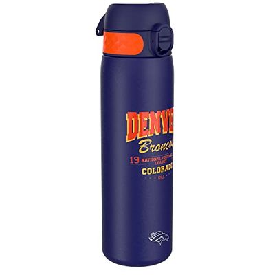 NFL Broncos Borraccia Inox Leggero, 600ml, Non Isolato, a Prova di Perdite, Facile da Aprire, Serratura Sicura, Lavabile in Lavastoviglie, Adatta a Portabicchieri, Durevole