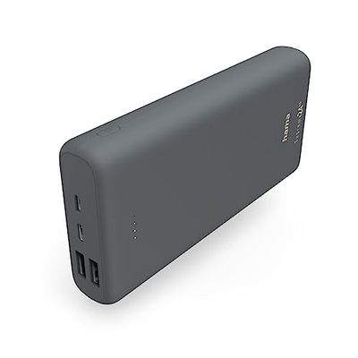 Hama Powerbank Supreme 24000mAh (externe batterij met 1x USB C + 2x USB A, Power Pack gecertificeerd, voor mobiele telefoon, tablet, Bluetooth-luidspreker enz., draagbare oplader klein/krachtig) grijs