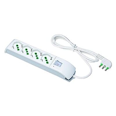 FANTON 410140 regleta Fido Bipasso Italo/Militar 2P + T 16 A con Cable, Color Blanco, 1.5 m
