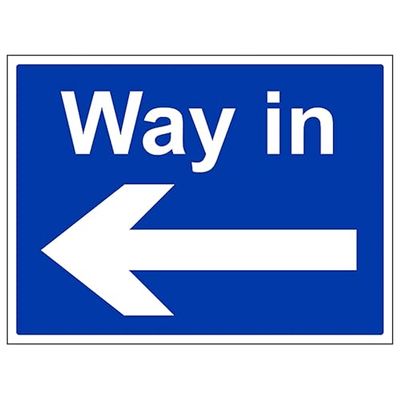 V Safety Way In Arrow Left Grand paysage 400 x 300 mm Panneau de sécurité en aluminium composite 3 mm