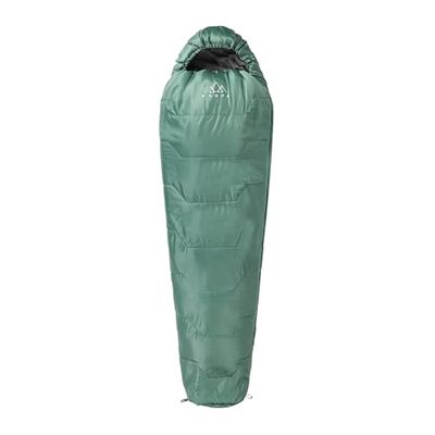 KADVA Camping-slaapzak Mumio L, 230 x 80 cm, slaapzak winter met capuchon voor het hoofd, comforttemperatuur 4 graden, ideaal voor de winter, hoge warmte-isolatie, ripstop-technologie (groen)