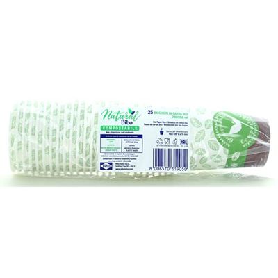 Bibo Natural 25 bekers van biologisch karton voor warme dranken, composteerbaar 250 ml