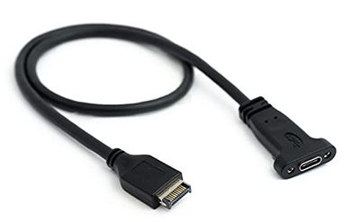 SYSTEM-S Câble USB 3.1 Type E vers connecteur Femelle Type C Noir 50 cm