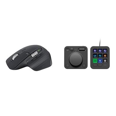 Logitech MX Master 3S - Draadloze Performance muis met Ultrasnel Scrollen, Ergo, 8K DPI, Logitech MX Creative Console,programmeerbaar toetsenblok met 9 aanpasbare lcd-toetsen en draaiknop