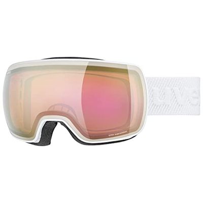 uvex compact FM - skibril voor dames en heren - vervormings- & condensvrij - vervormingsvrij zicht - white/gold-rose - one size