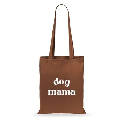 eBuyGB Dog Mama Cotton Tote Bag, Dog Mum Bag, Dog Lovers Gift, Dog Mom Gifts, Pet Lover, Dog Gift Bag (Brown)