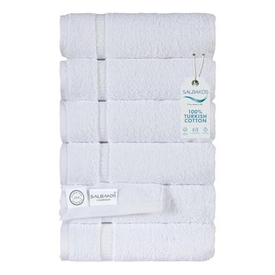 SALBAKOS Luxury Hotel and Spa Turkish Cotton Eco-Friendly Hand Towel Set Hand Towel 6 Pieces White