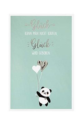 bsb Wenskaart wenskaart voor geboorte geluk (blauw) met panda, 311831-2