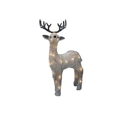 Konstsmide LED jul utomhusfigur renar/utomhus julbelysning (IP44) eller inomhusbruk/batteridrift: 4xAA 1,5 V (exkl.) / 6 h timer/24 varmvita LED-lampor/transparent kabel
