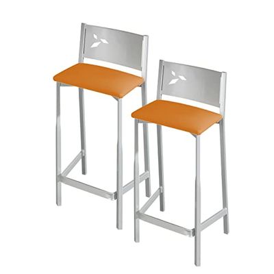 ASTIMESA TAACBL Lot de 2 tabourets de Cuisine avec Assise 60 cm Simili-Cuir Orange