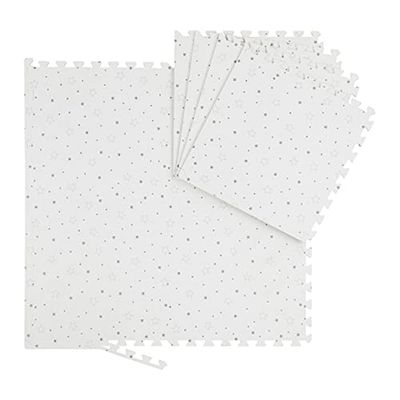 Relaxdays Mata puzzle w gwiazdki, 8 sztuk, pianka EVA, bez substancji szkodliwych, dla niemowląt i dzieci, mata do zabawy, 50 x 50 cm, biała/szara