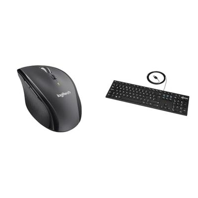 Logitech M705 Marathon Wireless & Amazon Basics Low-Profile Wired USB Keyboard