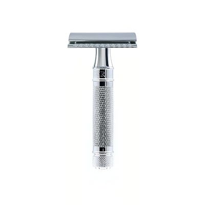 Edwin Jagger DES89KNBLAMZ Short Handle Classic Double Edge Manual Eco-Friendly and Reusable Safety Razor for Men and Women for Shaving cream or Soap (Knurled)