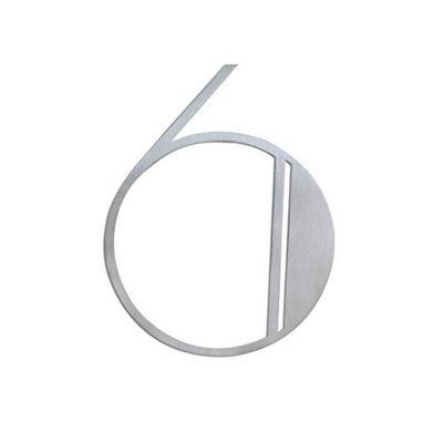 NACH JW-deconumber-6 Brushed Stainless Steel Deco Number House, Silver