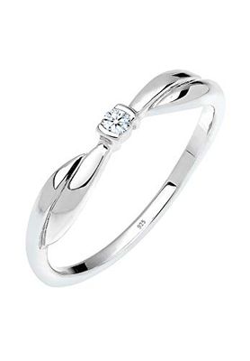 elli diamonds Anel de noivado para mulher com diamante (0,03 quilates) em prata de lei 925, Diamante, Diamante