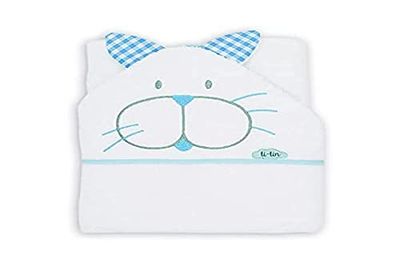 Ti TIN Miękki chłonny ręcznik z kapturem dla dzieci Bear Design 100 x 100 cm Niebieski 1 sztuka