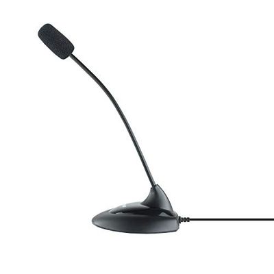 TQMM-213 multimedia-microfoon zwart met flexibel ontwerp maakt aanpassing aan verschillende posities mogelijk voor een betere geluidsopname, ideaal voor gebruik bij conferenties, opnames en comu
