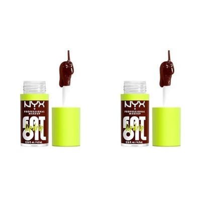 NYX Professional Makeup Gloss Labbra Con Finish Brillante Fino a 12H d'Idratazione Con Maxi Applicatore Arricchito con Oli di Squalano Di Lampone e di Camemoro Fat Oil Lip Drip Tonalità: Status Update