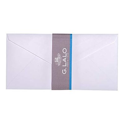 Clairefontaine - Ref 23000L - G.Lalo Gummed Lined Envelopes (Pack of 20) - DL (110 x 220mm) in Size, Inkjet & Laser Printer Compatible - Vellum de France, White
