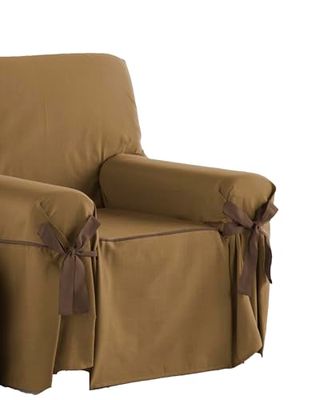 Estoralis Beret Housse de canapé avec nœuds Design Moderne Tissu Jaquard Beige pour Fauteuil ou Relaxation 1 Place Taille du Tissu (de 80 à 110 cm) Housse pour Tout Type de canapé