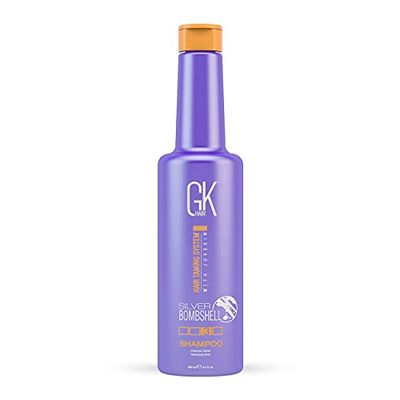 GK HAIR Silver Purple Shampoo Organic For Blonde Grey Hair Salt Slafte Free Moisturizes Dry Damaged Removes Yellow Brassy Tones 280ml