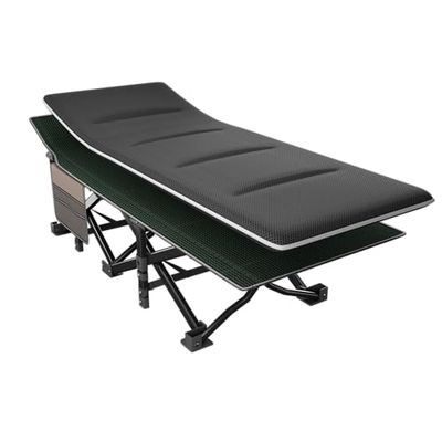 OVERMONT Opvouwbaar campingbed, draagbaar eenpersoonsbed met afneembaar kussen, belastbaar tot 250 kg, met zijvak, draagtas voor reizen, strand, tuin, kantoor