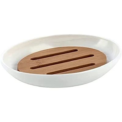 MSV Porte Savon Oslo PS & Bambou Blanc & Beige