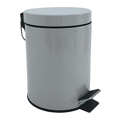 MSV - Poubelle Cosmétique Salle de Bain - Acier Inoxydable avec Seau Intérieur Amovible - Poubelle à Pédale Élégante - Compacte et Pratique - Gris Clair - 3L