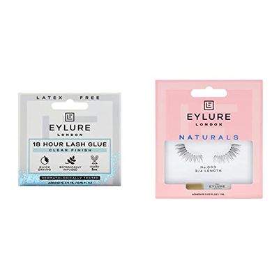 Eylure 18 Hour Lash Glue,Latex Free, CLEAR & Naturals 003 False Lashes