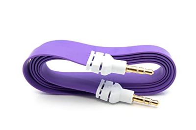 System-S Cavo audio 100 cm stereo AUX jack 3,5 mm maschio a maschio piatto in viola