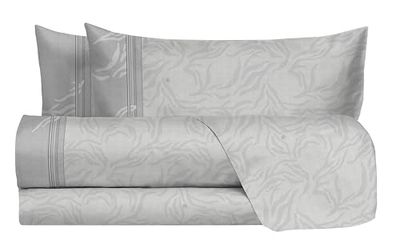 Laura Biagiotti - Juego de sábanas de Matrimonio de algodón, diseño Estampado, 100% algodón, sábana encimera + sábana Bajera + 2 Fundas de Almohada, Color Gris Perla