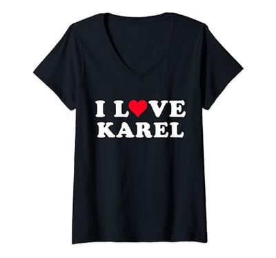 Mujer I Love Karel Matching Novia & Novio Karel Nombre Camiseta Cuello V