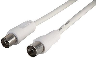 Pro Signal JR9008/1M WHITE-ROHS TV Aerial Lead, Coax Plug to Coax Socket, 1m, White