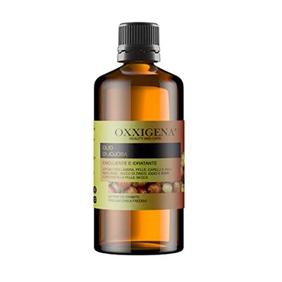 Oxxigena - Olio di Jojoba e Puro al 100%, Confezione da 1000 ml, Spremuto a Freddo, Idrata e Nutre in Profondità la Pelle, Dona Luminosità ai Capelli, Vegano e Senza OGM