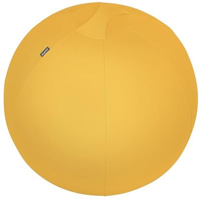 Leitz Ergo Cosy Active Palla da seduta dal Design Ergonomico con Rivestimento in Tessuto, Sfera Interna, Pompa ad Aria Manuale e 2 Tappi, 650 mm x 650 mm x 650 mm - Giallo Caldo