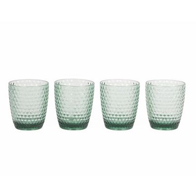 CAMBRIDGE CM07654GEU7 Fete Verres à boire - Lot de 4, verres à eau classiques, capacité de 340 ml, plastique sans BPA, maisons de vacances, pique-et enfants, vert