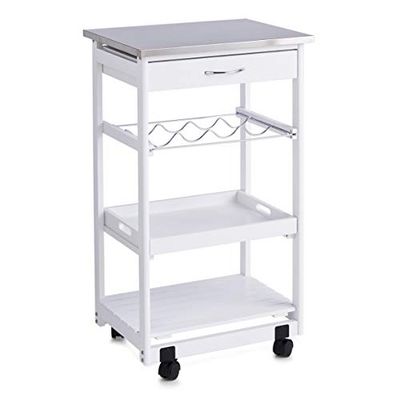 Zeller 13772 Cozinha carrinho de aço inoxidável com tampa de 47 x 37 x 82 cm, cor: Branco
