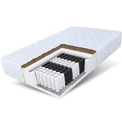 FDM Home Max Matelas 180x200 cm Épaisseur 24 cm Matelas à Ressorts Ensachés Fermeté H3 H4 Deux Faces 7 Zones de Confort Couche de Coco Housse Lavable Oeko-TEX Hypoallergénique