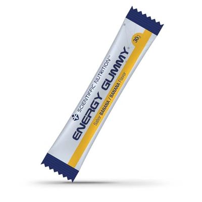 Scientiffic nutrition - Energy Gummy, Gominolas Energéticas, Gran Aporte de Hidratos de Carbon0 para Aumentar tu Energía, Sin Cafeína - Sabor Banana.
