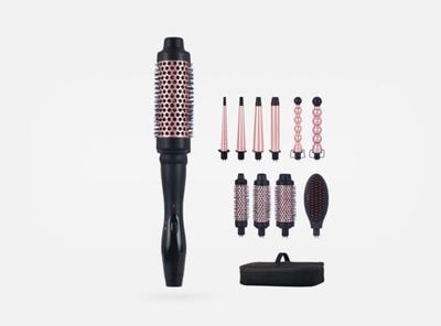 PERFECT BEAUTY Set DE TENACILLAS Y CEPILLOS 10 EN 1 Wake EFFECTA, Negro, Estandar